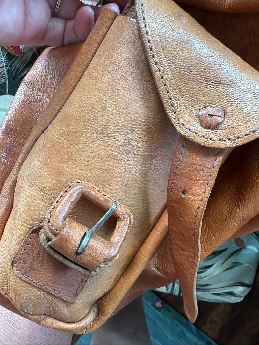 Brown Leather Backpack - Classic Drawstring Rucksack - Picture 4 of 6